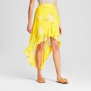 Floral Ruffle Wrap Skirt Yellow Large